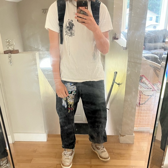 Rare ed Hardy jeans they from 2006 and dis shi got a pirate on da leg they fire - Picture 3 of 3